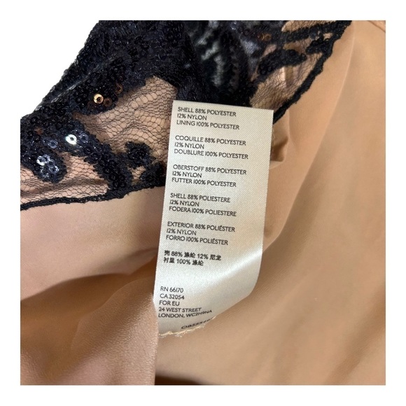 Free People Night Shimmers Sheer Slip Mini Dress Black Lace Sequined 10 - Picture 8 of 9